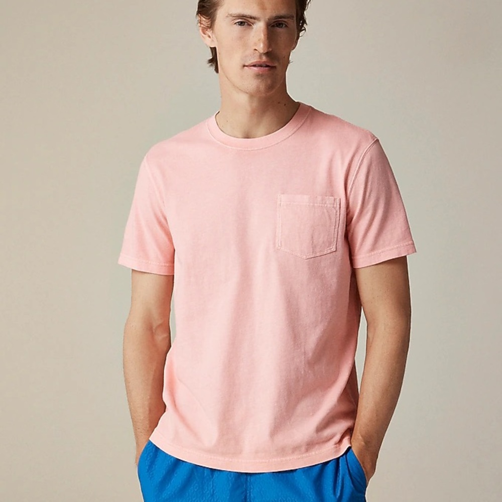 J.CREW Men Vintage Coral-wash cotton pocket T-shirt Size Medium